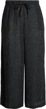 Eileen Fisher Crinkled Organic Linen Drawstring Pants in Black/White at Nordstrom, Size 1 X