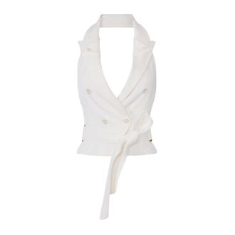 Elisabetta Franchi Dames, Jassen, Wit, Maat: S Gabardine