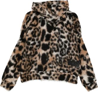 GCDS Gcds, Hoodies & sweatvesten, Dames, Bruin, S, Wol, Dierenprint capuchontrui