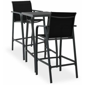 vidaXL Conjunto De Bar Para Jard&iacute;n 3 Piezas Negro Vidaxl
