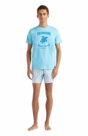 Vilebrequin Mens Gummy Logo Cotton T-Shirt in Topaze Bleue at Nordstrom, Size Large