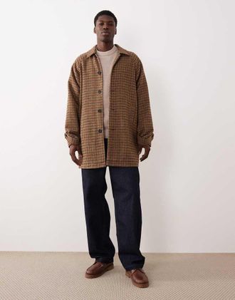 Asos Cappotto effetto lana marrone a quadri