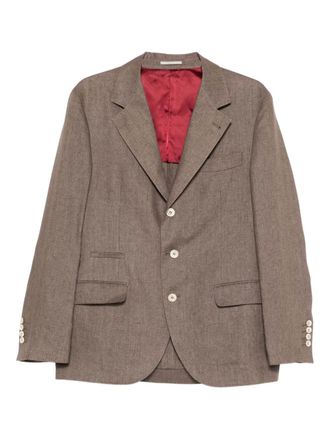 Brunello Cucinelli Blazer in lino con bottoni - Marrone