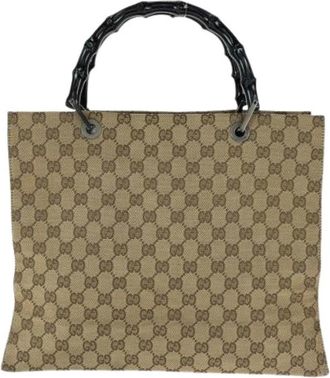 Gucci Pre-owned Handbags, female, Beige, Size: ONE SIZE Pre-owned Vintage Canvas Handbag