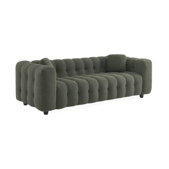 Sweeek Sof&aacute; en borreguito texturizada, 3 plazas, verde kaki