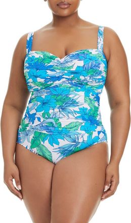 Bleu Rod Beattie Mio Underwire Shirred One-Piece Swimsuit in Cool at Nordstrom, Size 16W