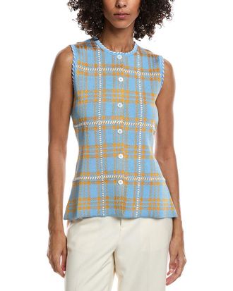 Lela Rose Jacquard Plaid Top