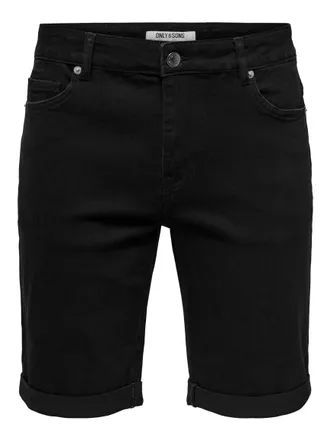 Only & Sons Shorts ONLY & SONS ONSPLY BOX GUA DNM SHORTS OTL, Herren, Gr. XXL, N-Gr, schwarz, Web, Obermaterial: 64% Baumwolle, 31% Polyester, 3% Viskose, 2% Elas