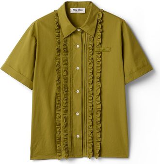 Miu Miu Poplin Shirt, Woman, Olive Green, Size 36
