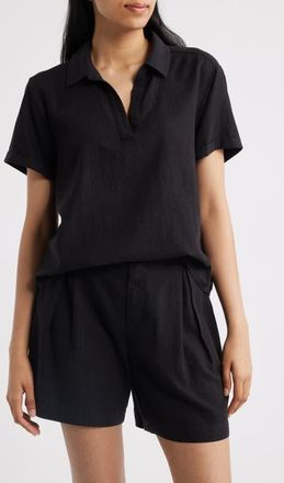 Cloth & Stone Collared Short Sleeve Shirt in Black at Nordstrom, Size X-Small