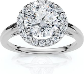 Pompeii3 Certified 1 3/4Ct Halo Round Cut Diamond Engagement Ring 14k Gold Lab Grown