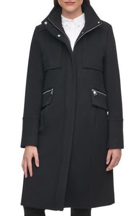 Karl Lagerfeld Officer Wool Blend Coat in Black at Nordstrom Rack, Size X-Small