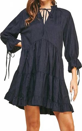 Pinch Design Elaxed Dress In Navy Blue