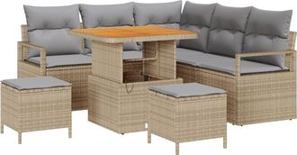 vidaXL Garden Sofa Set with Cushion 8 pcs Beige Poly rattan vidaXL