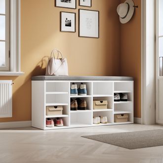 Sonni Sonni - Mueble Zapatero Armario Para Zapatos Con Coj&iacute;n Blanco 103.5x30x48cm