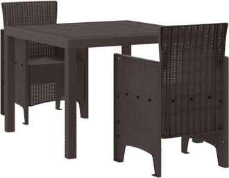 vidaXL Garden Dining Set 3 pcs Brown Polt rattan Vidaxl