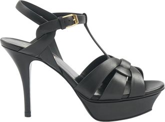 Saint Laurent High Heel Sandals, female, Black, Size: 9 US Tribute Platform Sandals
