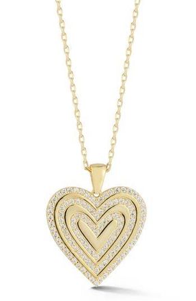 Sphera Milano 14K Gold Plated Sterling Silver Cubic Zirconia Heart Pendant Necklace at Nordstrom Rack