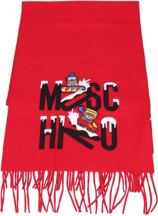 Moschino Wollen Sjaal - Dames - Wintersjaals - Rood - ONE Size - Wol - Accessoires
