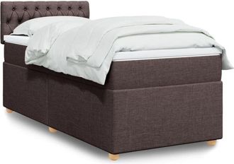 vidaXL Vidaxl - Cama Box Spring Con Colch&oacute;n Tela Marr&oacute;n Oscuro 100x200 Cm