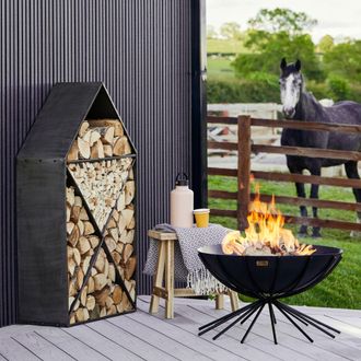 Ivyline House Sculptural Log Storage Natural Black H125cm W70cm