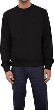 Etro Zwarte Sweatshirt met C-Neck Stijl - Heren - Sweatshirts - Zwart - M - Katoen - Hoodies & sweatvesten