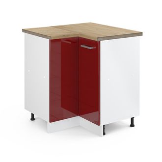 Vicco Armario De Esquina R-line, Rojo Burdeos Alto Brillo, 75.6 Cm, Et Roble