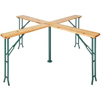 TecTake Folding Table Quattro - includes parasol holder, 241 x 241 x 103 cm in Brown | Size: Small