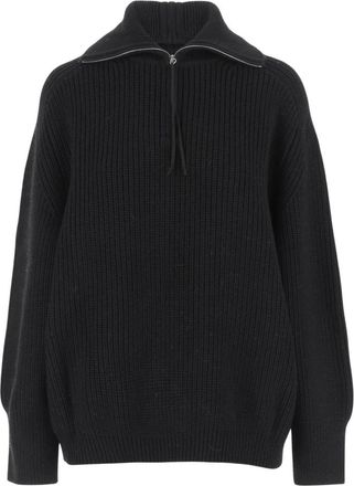 Carven Truien & Vesten, Dames, Zwart, S, Wol, Wollen sweater met rits