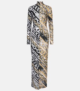 Area Colorblocked printed maxi dress