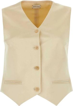 Magda Butrym Mouwlloos Getailleerd Vest - Dames - Bodywarmers - Geel - 2XS - Leer - Jassen