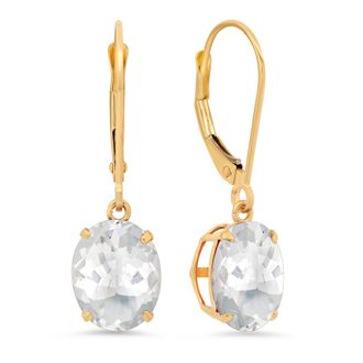 MAX + STONE 14K Yellow Gold 8X10mm Oval Gemstone Dangle Earrings