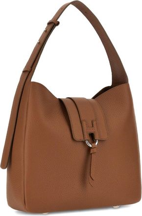 Hogan Pebble Grain Leather Shoulder Bag - Brown