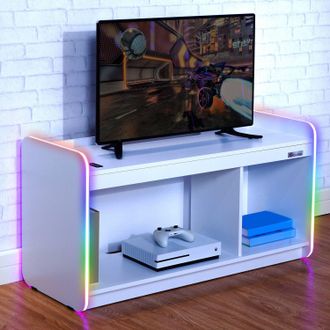 X Rocker Electra TV Unit for up to 42 TVs, Shelves & LED Lights in White