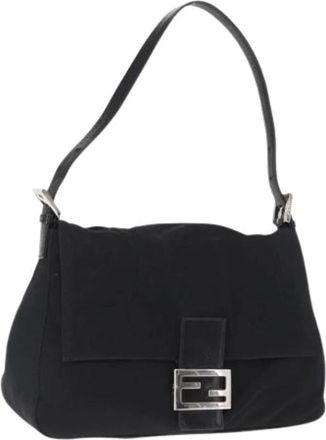 Fendi Pre-owned Shoulder Bags, female, Black, Size: ONE SIZE Pre-owned Nylon Shoulder Bag