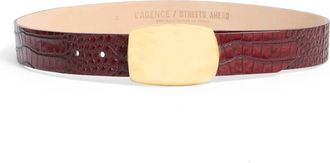 L'agence Milou Domed Buckle Croc Embossed Patent Leather Belt in Burgundy Croc Embossed at Nordstrom, Size X-Small