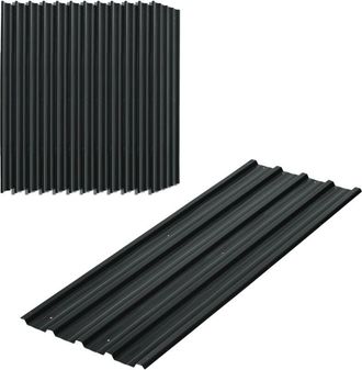 OUTSUNNY Juego De 12 Paneles Para Tejado De Acero Galvanizado 7m&sup2; Para Caseta De Herramientas Cobertizo Exterior 129x45cm Gris Oscuro