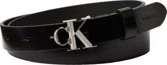 Calvin Klein Lederg&uuml;rtel CALVIN KLEIN, Damen, Gr. 100, schwarz, shiny nickel, Web, Rindsleder, unifarben, G&uuml;rtel Lederg&uuml;rtel, Regular fit, gr&ouml;ssenverstellbar