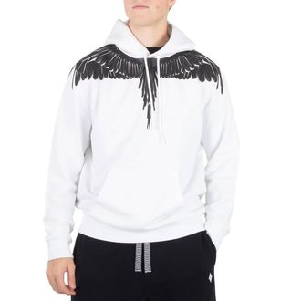Marcelo Burlon Mens White Black Logo Print Pullover Hoodie