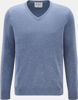 FTC Men - Cashmere V-neck jumper smoky blue melange