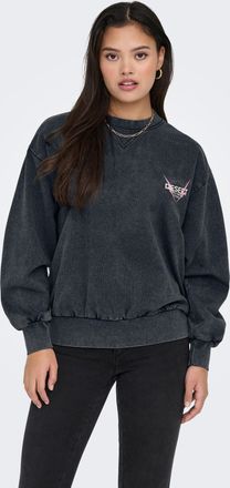 Only Sweatshirt ONLY ONLLUCINDA L/S WILD O-NECK BOX SWT, Damen, Gr. XS, phantom print:texana texas, Sweatware, Obermaterial: 60% Baumwolle, 40% Polyester, 