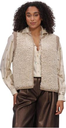 Nukus Nukus - Lana Gilet - Dames - Jassen - Beige - Maat: L Zijde