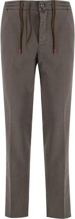 Kiton Elegante Trekkoord Broek - Heren - Slim Fit Broeken - Bruin - 2XL - Broeken