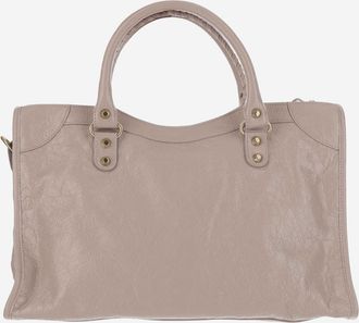 Balenciaga Womens Tote Bag Le City Pink Leather Handbags Hand