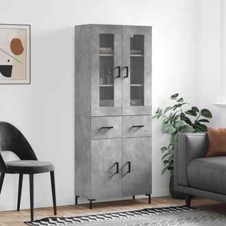 vidaXL Vidaxl - Aparador Alto Madera Contrachapada Gris Hormig&oacute;n 69,5x34x180 Cm