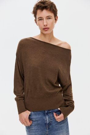 H&M Fine-knit One-shoulder Top in Brown at Nordstrom, Size X-Small