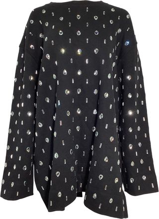 Dries Van Noten Crystal Embellished Sweater in Black Cotton