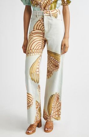 Ulla Johnson The Willow Wide Leg Jeans in Water Blossoms at Nordstrom, Size 28