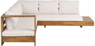 Beliani Garden Corner Sofa 5 Seater MARETTIMO Right Hand Certified Acacia Wood Brown