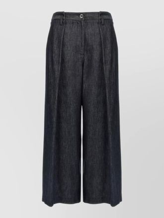 Brunello Cucinelli pleated crop trousers wide leg belt loops